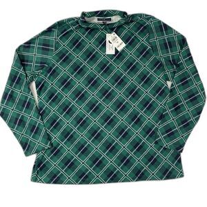 New Karen Scott Plus Size Holiday Printed Mock-Neck Top Marine Green Plaid Sz 1X